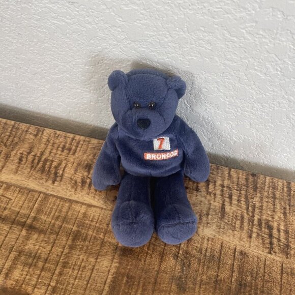 Denver Broncos John Elway Blue Bear Beanie 1998 Plush Limited Treasures Vintage - Picture 2 of 8